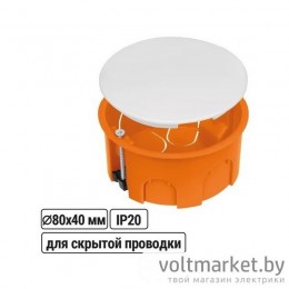 Коробка распаячная СП D80х40мм, крышка, пл.лапки IP20, TDM