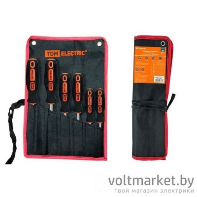 Набор отверток 6шт: SL:3x75, 5x100, 6х125, PН:0x75, 1x75, 2х100 (тканевый чехол) Алмаз TDM