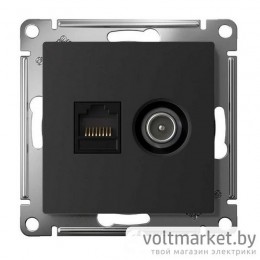 Розетка TV + компьютерная RJ45 Atlas Design карбон