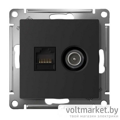 Розетка TV + компьютерная RJ45 Atlas Design карбон