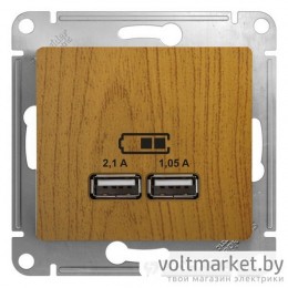 Розетка USB 5B/2100mA 2*5B/1050mA Glossa дерево дуб Розетка USB 5B/2100mA 2*5B/1050mA Glossa дерево дуб