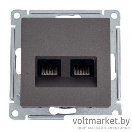 Розетка двойная компьютерная RJ45+RJ45 Atlas Design мокко