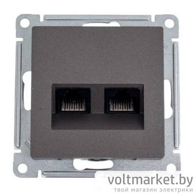 Розетка двойная компьютерная RJ45+RJ45 Atlas Design мокко