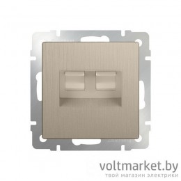 Розетка компьютер+телефон RJ-45+RJ-11 Werkel шампань рифленый
