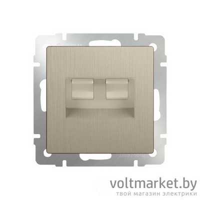 Розетка компьютер+телефон RJ-45+RJ-11 Werkel шампань рифленый