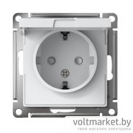 Розетка с/з с крышкой IP20 Atlas Design белый