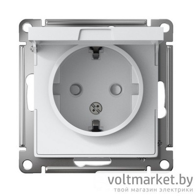 Розетка с/з с крышкой IP20 Atlas Design белый