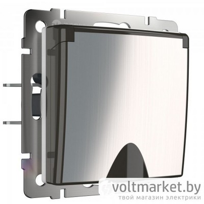 Розетка с/з с крышкой IP44 Werkel глянцевый никель
