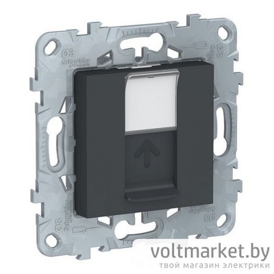UNICA NEW ЛИЦЕВАЯ ПАНЕЛЬ RJ45 KEYSTONE/SYSTIMAX, АНТРАЦИТ