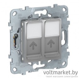 UNICA NEW РОЗЕТКА компьютерная, RJ45, двойная, кат. 6 UTP, АЛЮМИНИЙ UNICA NEW РОЗЕТКА компьютерная, RJ45, двойная, кат. 6 UTP, АЛЮМИНИЙ