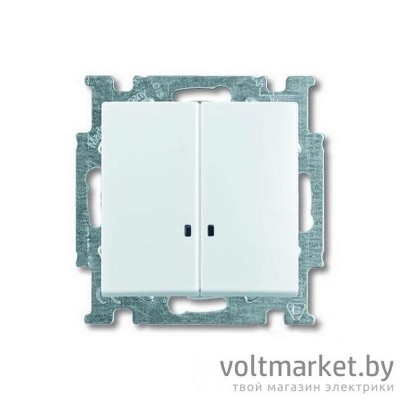 Выключатель двухклавишный с подсветкой ABB Basic 55 (альпийский белый)