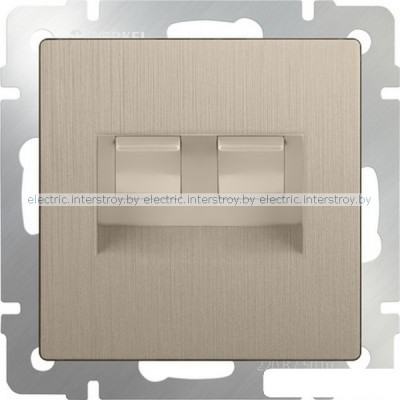 Розетка компьютер+телефон RJ-45+RJ-11 Werkel шампань рифленый