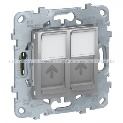 UNICA NEW РОЗЕТКА компьютерная, RJ45, двойная, кат. 6 UTP, АЛЮМИНИЙ
