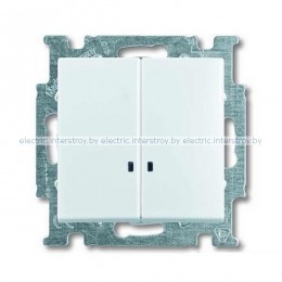 Выключатель двухклавишный с подсветкой ABB Basic 55 (альпийский белый)