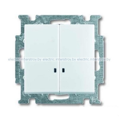 Выключатель двухклавишный с подсветкой ABB Basic 55 (альпийский белый)