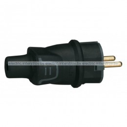 Вилка Legrand 16А 2Р+Е IP44, винтовой зажим, резина, черный