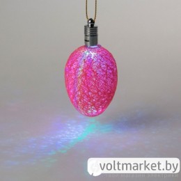 Игрушка световая Шишка на елку (батарейки в комплекте) 6см, 1LED, RGB, розовый