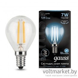 Лампа светодиодная Gauss LED Filament Globe 7W E14 4100K