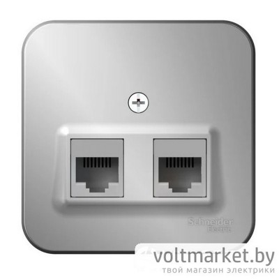 Розетка 2-я компьютерная RJ45 BLANCA алюминий