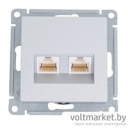 Розетка двойная компьютерная RJ45+RJ45 Atlas Design алюминий