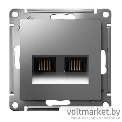 Розетка двойная компьютерная RJ45+RJ45 Atlas Design сталь