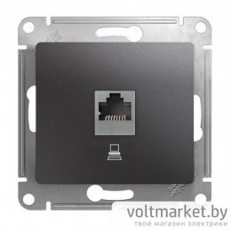 Розетка компьютерная RJ45 Glossa графит