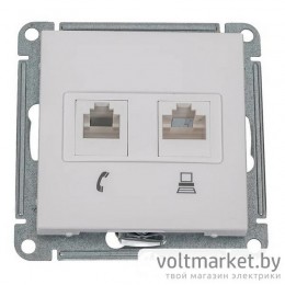 Розетка компьютер+телефон Wessen59 белый