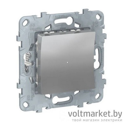 UNICA NEW LED СВЕТОРЕГУЛЯТОР Wiser нажимной, универсальный 7-200Вт, АЛЮМИНИЙ