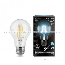 Лампа светодиодная Gauss LED Filament А60 6W E27 4100K