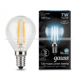 Лампа светодиодная Gauss LED Filament Globe 7W E14 4100K
