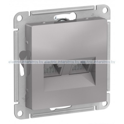 Розетка двойная компьютерная RJ45+RJ45 Atlas Design алюминий