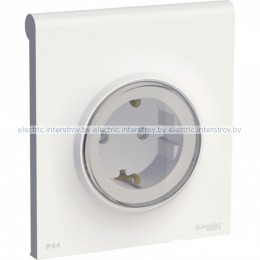Розетка с/з с крышкой IP44, в сборе, Odace белый