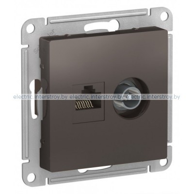 Розетка TV + компьютерная RJ45 Atlas Design мокко