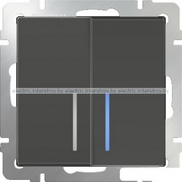 Выключатель двухклавишный с подсветкой Werkel серо-коричневый