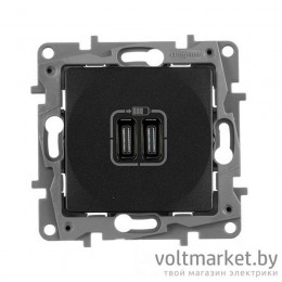 Etika - Зарядное устройство с двумя USB-разъемами Type C, 3000mA (антрацит)