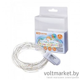 Гирлянда светодиодная Роса50 50LED, 5м, многоцветная, 2хCR2032 , TDM