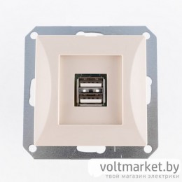 OPAL - Зарядное устройство с двумя USB Type A, 110_240V/5V, 1000mA, бежевый OPAL - Зарядное устройство с двумя USB Type A, 110_240V/5V, 1000mA, бежевый
