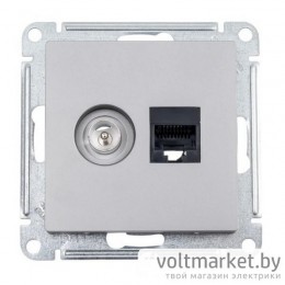 Розетка TV + компьютерная RJ45 Atlas Design сталь