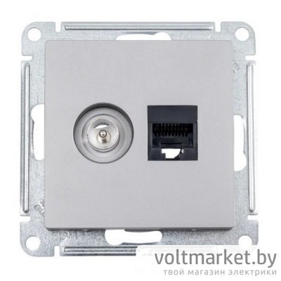 Розетка TV + компьютерная RJ45 Atlas Design сталь