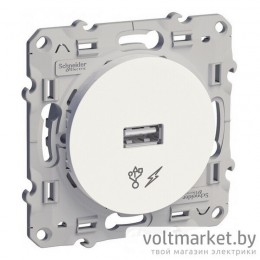 Розетка USB одиночный разъем Odace белый Розетка USB одиночный разъем Odace белый