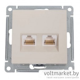 Розетка двойная компьютерная RJ45+RJ45 Atlas Design бежевый
