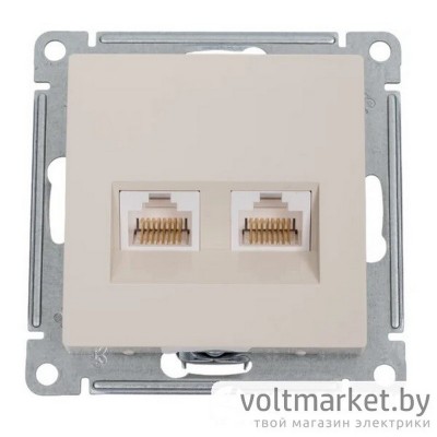Розетка двойная компьютерная RJ45+RJ45 Atlas Design бежевый