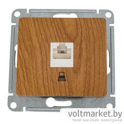 Розетка компьютерная RJ45 Glossa дерево дуб
