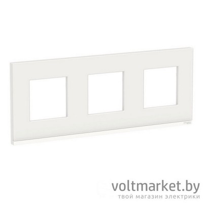 UNICA PURE РАМКА 3-постовая, горизонтальная, БЕЛОЕ СТЕКЛО/белый