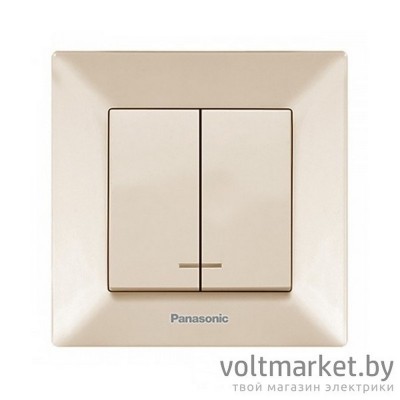 Выключатель двухклавишный с подсветкой Panasonic Arkedia крем