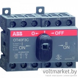 Выключатель нагрузки реверсивный OT40F3C, 3P, схема I-0-II, без рукоятки ABB