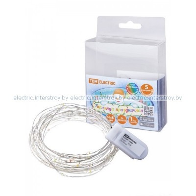 Гирлянда светодиодная Роса50 50LED, 5м, многоцветная, 2хCR2032 , TDM