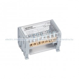 Кросс-модуль Morek MAB100A-7 с прозрачной крышкой, 2P, вх. 2x10_25mm², вых. 5x1,5_6mm², 100A, 1000V
