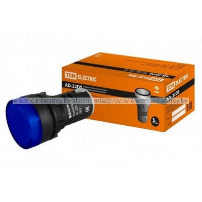 Лампа AD-22DS(LED)матрица d22мм синий 230В TDM