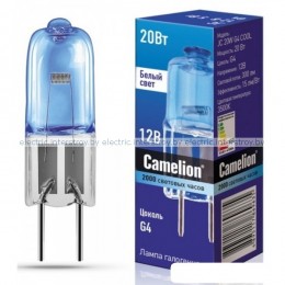 Лампа галогенная Camelion JC 20W G4 12V COOL супер белая